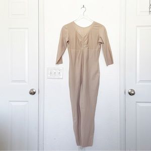 Isavela 2XL Full Body Suit Below Knee Long Sleeves Recovery Beige Nude Shapewear